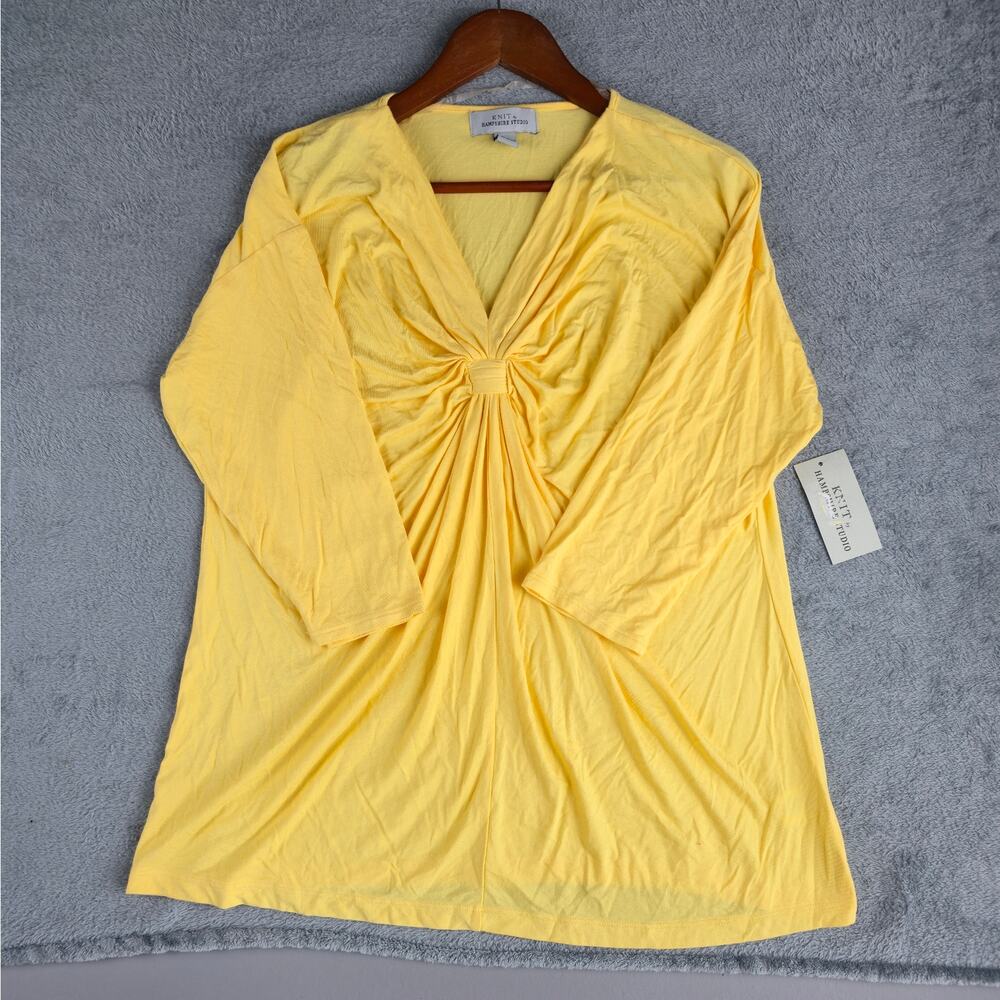 Knit‎ By Hampshire Studios Womens XL Top Blouse Yellow